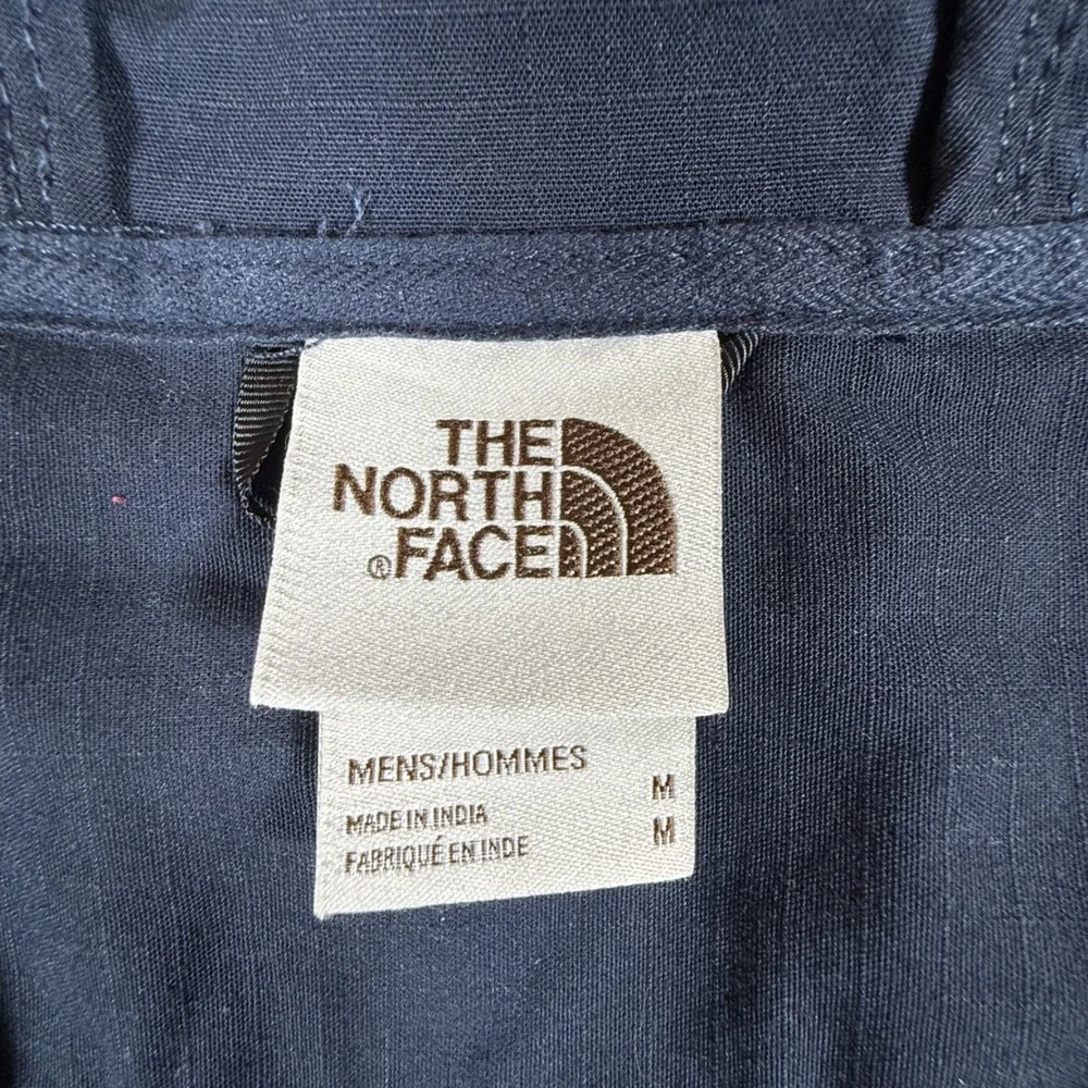 The North Face Anorak Mens Med Navy Blue 1/4 Zip Stretch Hooded L/S Jacket